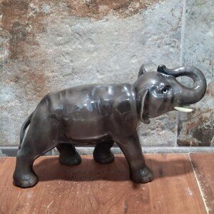 Vintage Ceramic Elephant Figurine Marked Made in Czechoslovakia